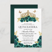 バジェットエレガントグリーンフローラ金ゴールドティアラキンセアニェラ ノートカード (正面/裏面)