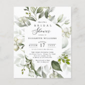 バジェットエレガントグリーンリーブライダルシャワー招待 (正面)