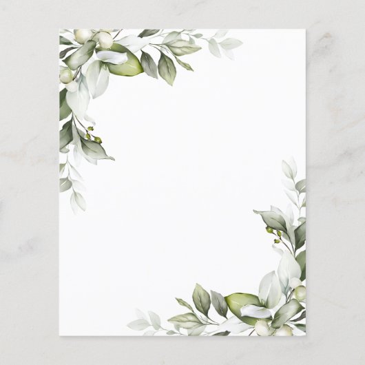 バジェットエレガントグリーンリーベビーシャワーフライヤー (裏面)