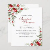 バジェットエレガントグリーンリー冬ブライダルシャワーフライヤー (正面/裏面)