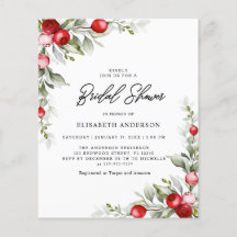 バジェットエレガントグリーンリー冬ブライダルシャワーフライヤー