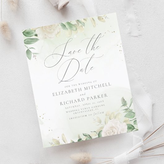 バジェットエレガントグリーンリー結婚式の日付を保存