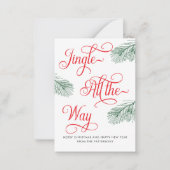 バジェットエレガントグリーンリー赤い書道クリスマス ノートカード (正面)