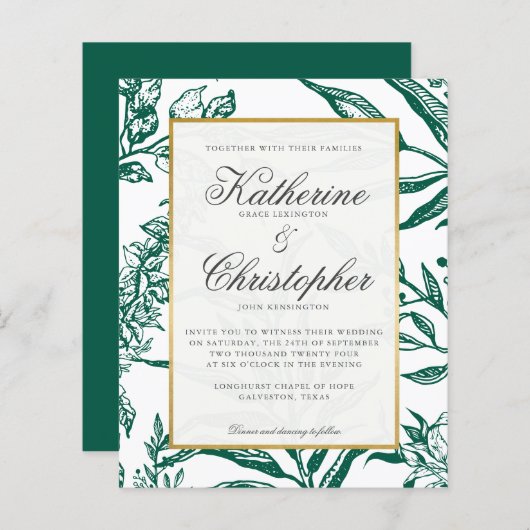 バジェットエレガントグリーン金ゴールドボ結婚タニカル (正面/裏面)