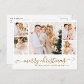 バジェットエレガントコラージュ5フォトクリスマスポストカード シーズンポストカード (正面/裏面)