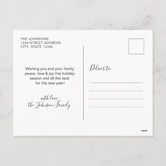 バジェットエレガントコラージュ5フォトクリスマスポストカード シーズンポストカード (裏面)