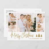 バジェットエレガントコラージュ5フォトクリスマスポストカード シーズンポストカード (正面/裏面)