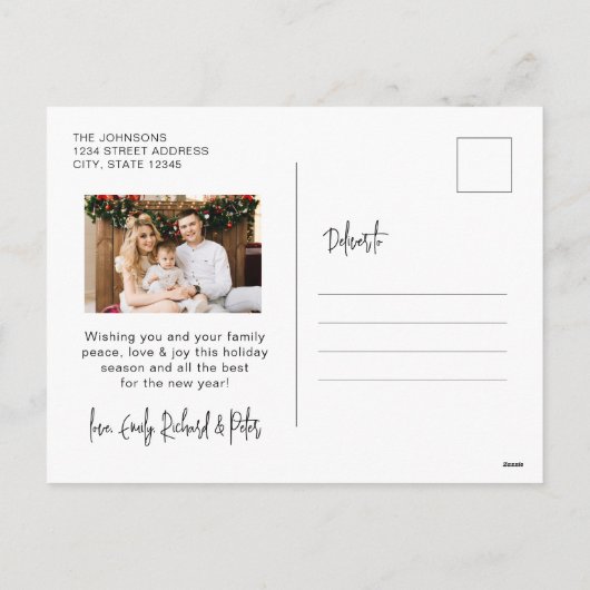 バジェットエレガントコラージュ5フォトクリスマスポストカード シーズンポストカード (裏面)