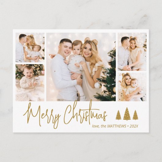 バジェットエレガントコラージュ5フォトクリスマスポストカード シーズンポストカード (正面)