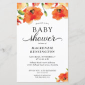 バジェットエレガントゴールデンポピー赤ちゃんシャワー招待状 (正面)