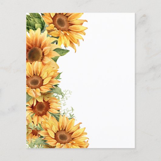 バジェットエレガントサンフラワーのブライダルシャワー チラシ (裏面)