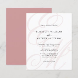 バジェットエレガントスクリプトほこりっぽいピンクモノグラム結婚ズ