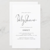 バジェットエレガントスクリプト赤ちゃんシャワー招待状 (正面/裏面)