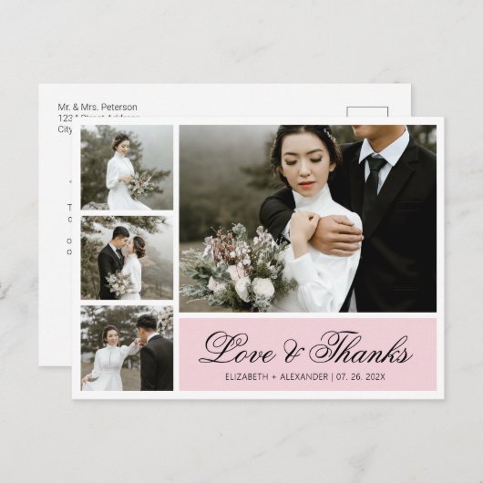 バジェットエレガントスクリプ結婚トの感謝ポストカード ポストカード (正面/裏面)