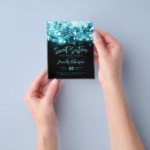 バジェットエレガントターコイズスパークスウィート16招待状 チラシ (手)