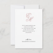 バジェットエレガントダスティピンクのモノグラム結婚写真 サンキューカード (裏面)