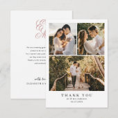 バジェットエレガントダスティピンクのモノグラム結婚写真 サンキューカード (正面/裏面)