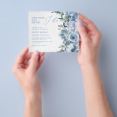 バジェットエレガントダスティブルーフローラブライダルシャワー チラシ (手)
