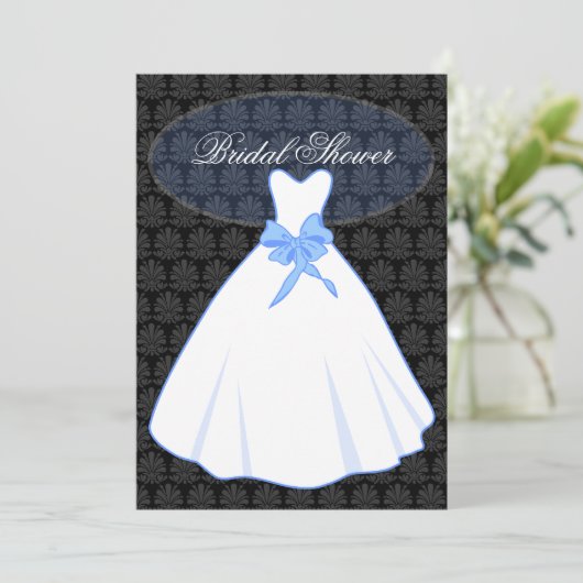 バジェットエレガントダマスクブライダルシャワー 招待状 (スタンド正面)