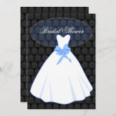 バジェットエレガントダマスクブライダルシャワー 招待状 (正面/裏面)