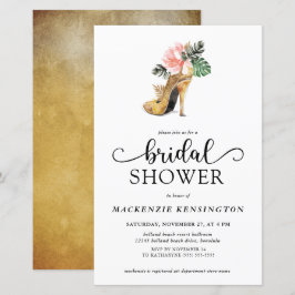 バジェットエレガントトロピカル金ゴールドヒールブライダルシャワー