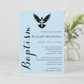 バジェットエレガントバプティススカイブルー招待状 サンキューカード (スタンド正面)