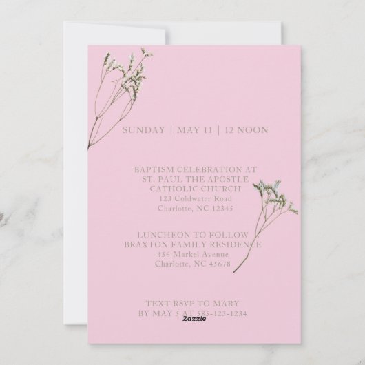 バジェットエレガントバプティスムズオブourベビー招待状 シーズンカード (裏面)