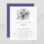 バジェットエレガントパープル花模様結婚式招待状 (正面/裏面)