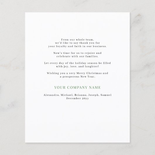 バジェットエレガントビジ企業のネス・ホリデー・カード (裏面)