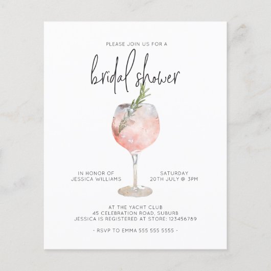 バジェットエレガントピンクカクテルブライダルシャワーブランチ (正面)