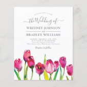 バジェットエレガントピンクチューリップ結婚式招待状 (正面)