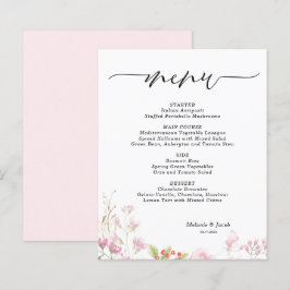 バジェットエレガントピンクフローラフラットメニューカード