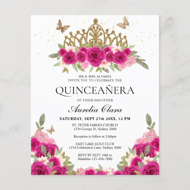 バジェットエレガントピンクフローラ金ゴールドティアラキンセアニェラ (正面)