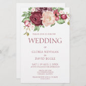 バジェットエレガントピンクマルサラ結婚式招待状 (正面/裏面)