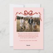 バジェットエレガントピンクレッドボウクリスマスフォーフォト シーズンカード (裏面)