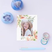 バジェットエレガントピンクローズフローラサンキューカード チラシ (シングル)