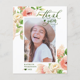 バジェットエレガントピンクローズフローラサンキューカード チラシ