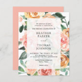 バジェットエレガントピーチウォーターカラーフラワー結婚ズ (正面/裏面)