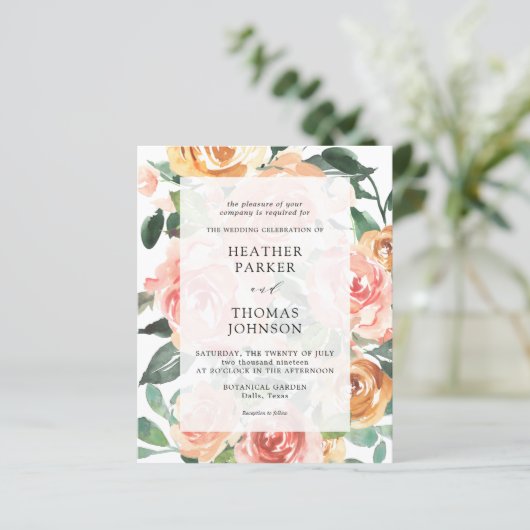 バジェットエレガントピーチウォーターカラーフラワー結婚ズ (スタンド正面)