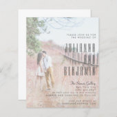 バジェットエレガントフォトアモダンーレイ結婚式の招待 (正面/裏面)