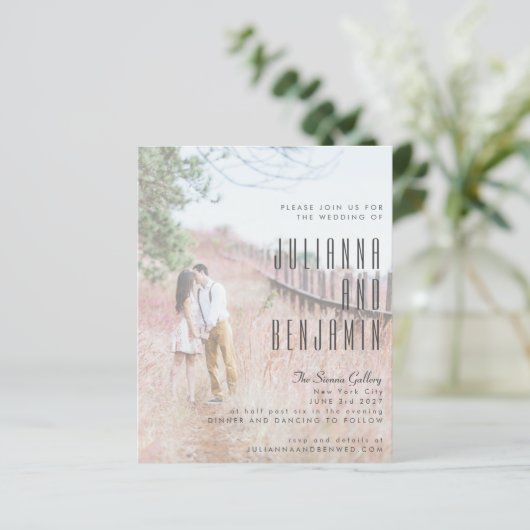 バジェットエレガントフォトアモダンーレイ結婚式の招待 (スタンド正面)