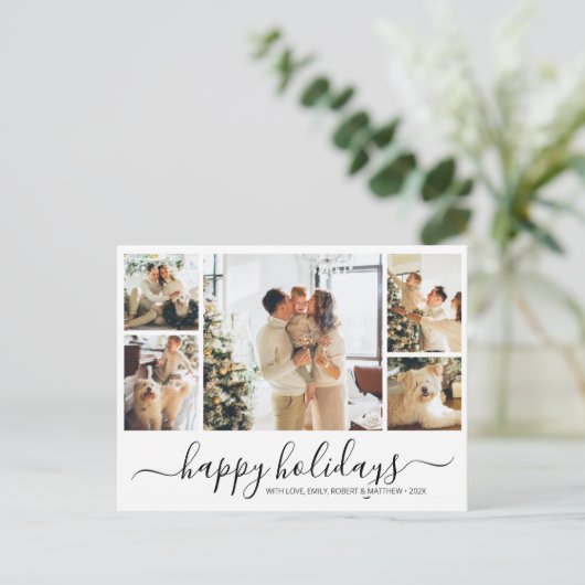 バジェットエレガントフォトクリスマスホリデー葉書 シーズンポストカード (スタンド正面)