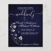 バジェットエレガントフラワーズホワイト結婚式招待状 (正面)