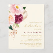 バジェットエレガントフラワーブライダルシャワー招待 (正面)