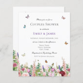 バジェットエレガントフローラカップルシャワー招待状 (正面/裏面)