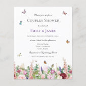 バジェットエレガントフローラカップルシャワー招待状 (正面)