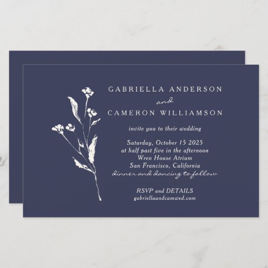 バジェットエレガントフローラネイビーブルーアイボリー結婚ズ (正面/裏面)