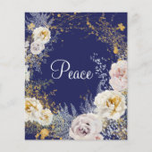 バジェットエレガントフローラブルーピースクリスマスカード (正面)