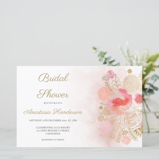 バジェットエレガントブライダルシャワー招待。 (スタンド正面)