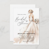 バジェットエレガントブライド結婚ズガウンブライダルシャワー ノートカード (正面/裏面)